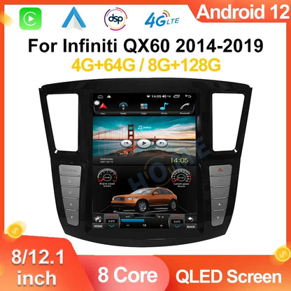 Android 12 Carplay Auto For Infiniti QX60 JX35 2014- 2019 Car Radio Automotive Multimedia Tesla Screen Bluetooth GPS WIFI DSP
