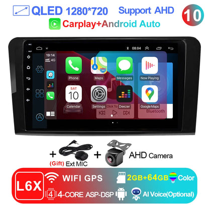LEHX L6Pro 2 DIN Android 14 Car Radio For Mercedes Benz ML GL aW164 ML350 ML500 GL320 X164 ML280 GL350 GL450 Carplay Auto Audio