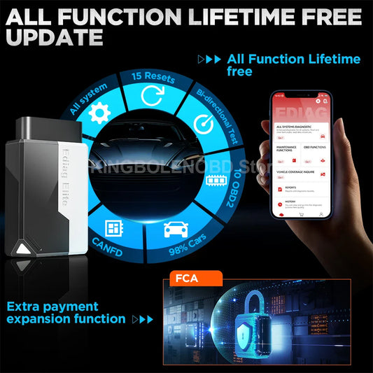 New KINGBOLEN Ediag Elite Full System Car Diagnostic Tools 15 Reset Bi-directional Lifetime Free OBD Scanner for ios android