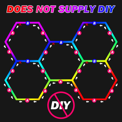 5HEX RGB KIT Latest Hexagon Lighting Kits with Vibrant RGB Color Changing LEDs Connect Plug-in Hundreds Lighting Effects