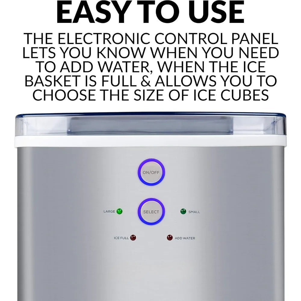 ICEB33SS Large-Capacity Stainless Steel Automatic Portable Electric Countertop Ice Maker Machine, 33 Pounds in 24 Hours