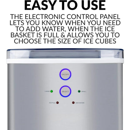 ICEB33SS Large-Capacity Stainless Steel Automatic Portable Electric Countertop Ice Maker Machine, 33 Pounds in 24 Hours