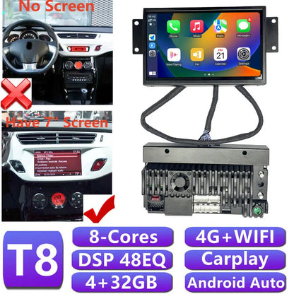 7inch Screen Carplay Android Auto Multimedia Player Audio Autoradio 4G Navigation Head Unit For Citroen C3 DS3 Car Radio Stereo