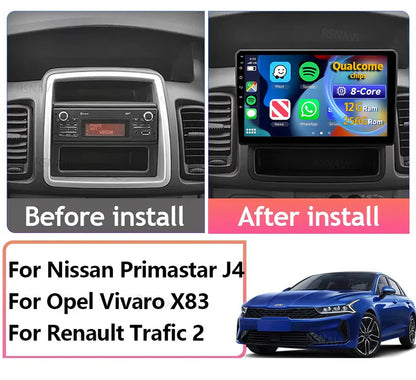 Android 14 Carplay Auto For Renault Trafic 2 For Opel Vivaro A For Nissan primastar 2006 - 2014 Car Radio Stereo Player Video BT