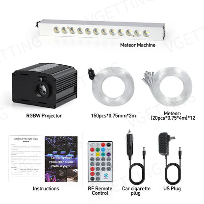 16W Twinkle LED Car Roof Star Light RGBW APP Music Remote Control Starry Sky Ceiling Fiber Optic Interior Atmosphere Decorative