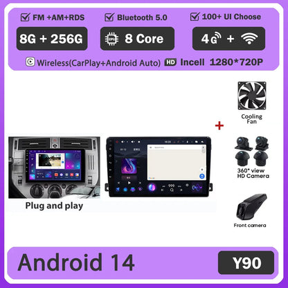 For Ford C-MAX 2003 - 2010 Android 14 Carplay Auto Car Radio Multimedia Video Player Navigation GPS No 2Din 2 Din DVD DSP 4G