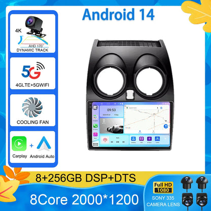 Android 14 2 DIN untuk Nissan Qashqai 1 J10 2006-2014 Radio Mobil Navigasi Pemutar Multimedia DVD Carplay Stereo Speaker Unit Ke