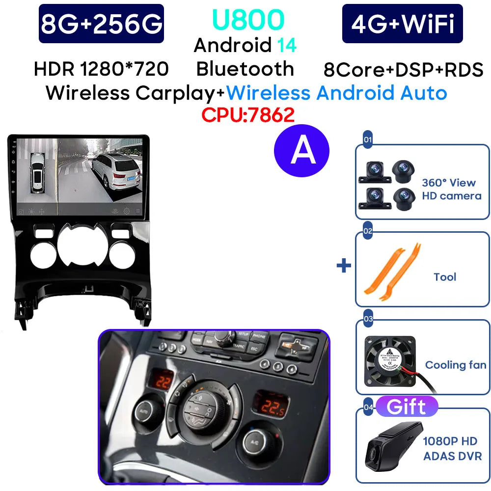 Car Radio Android 14 For Peugeot 3008 5008 2009-2016 LHD Navigation GPS Android Stereo Multimedia Player Screen No 2din 4G Wifi