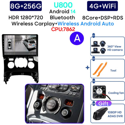 Car Radio Android 14 For Peugeot 3008 5008 2009-2016 LHD Navigation GPS Android Stereo Multimedia Player Screen No 2din 4G Wifi