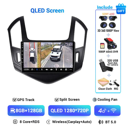 9" Android 15 Car Radio Video Player For Chevrolet Cruze J300 J308 2012 2013 2014 2015 GPS DSP Serero Auto Carplay 8G 1256G