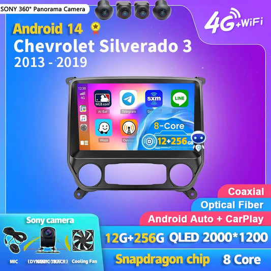 Android 14 Carplay Auto Car Radio Multimedia For Chevrolet Silverado 3 GMTK2 2014 2015 2016 2017 2018 Autoradio Stereo Head Unit