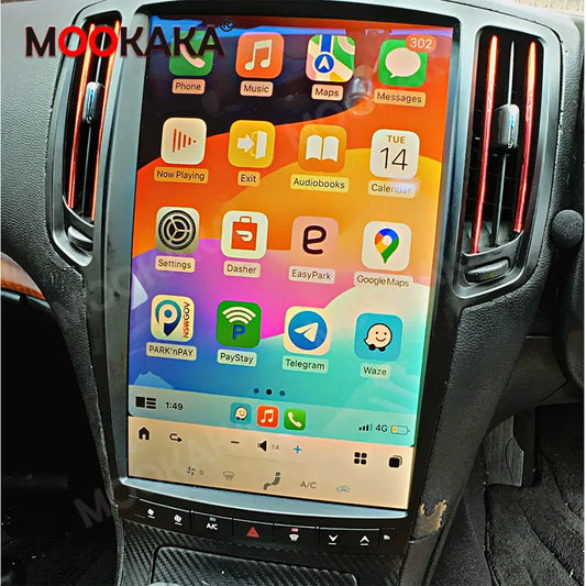 14.4 inch Carplay For Infiniti G37 2007-2013 Android 13 Tesla Style Screen Auto Stereo HeadUnit Car Multimedia Player Radio Tape