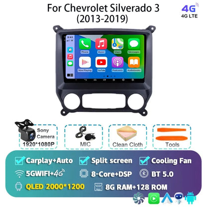 Android 14 Carplay Auto Car Radio Multimedia For Chevrolet Silverado 3 GMTK2 2014 2015 2016 2017 2018 Autoradio Stereo Head Unit