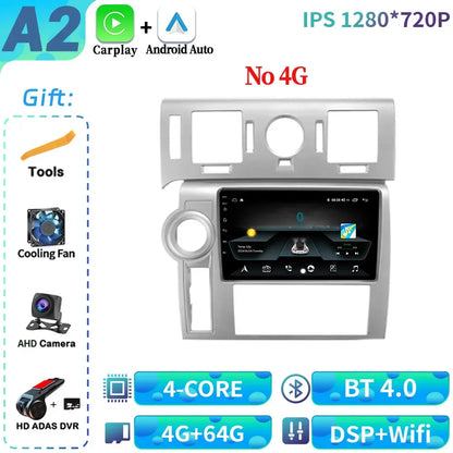For Hummer H2 E85 2007-2009 Android 14 Car Radio Multimedia 4G GPS Navigation Wireless Bluetooth CarPlay Touch Screen Stereo