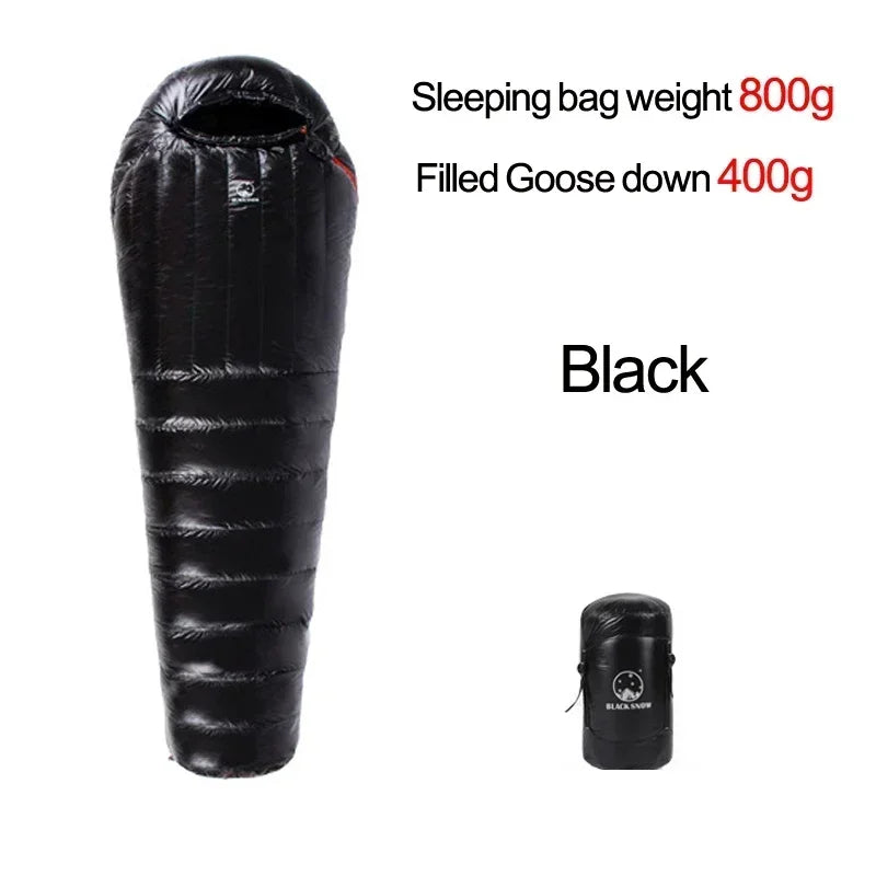 Upgraded High-grade White Goose Down Camping Sleeping Bag with Water Repellent Treatment Warm Insulated Fit for Cold Weather