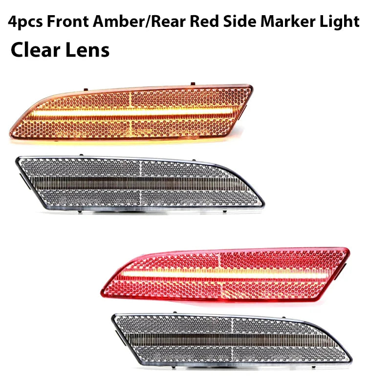 4PCS LED Side Marker light bumper front amber ＆ rear red turn Signal Lights for 2004 2005 2006 2007 -2008 Chrysler Crossfire