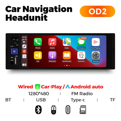 1din 6.86-inch HD Screen Radio Multimedia Smart CarPlay Android Auto Video Player for VW Kia Ford Toyota Mazda Universal Car USB