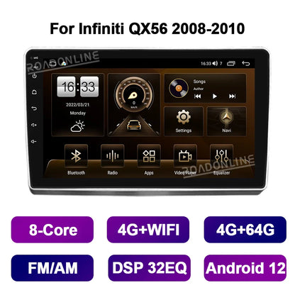 9 Inch Android 12 For Nissan Armada Infiniti QX56 QX 56 2008-2015 Car Multimedia Player GPS Stereo Radio Receiver 8-Core CarPlay