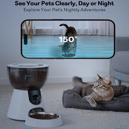 4L New 2.4G 5G HD Camera with Timer Voice Smart Automatic Pet Feeder for Cats and Dogs WiFi Smart Dry Food Feeding Bowl