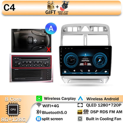 Carplay 2din Android 14 Car Radio Multimedia Gps Navigation For Peugeot 307 307CC 307SW 2002-2013 Stereo 2 DIN 4G WIFI Head Unit