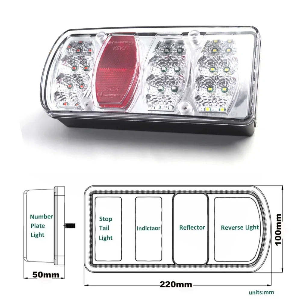 2pcs 12V 5.5 m Cable 13 Pin Plug Wiring Harness LED Tail Light Rear Stop Brake Light Signal Lamp Caravan Lorry Car Truck Trailer