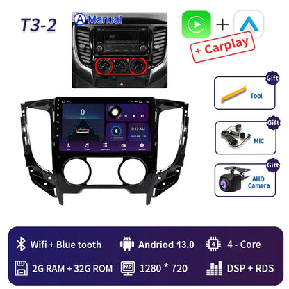 2 Din Android 13 Auto Car Radio Multimedia Video Player Stereo For Mitsubishi L200 5 2015-2019 GPS Navigation Carplay Screen DVD