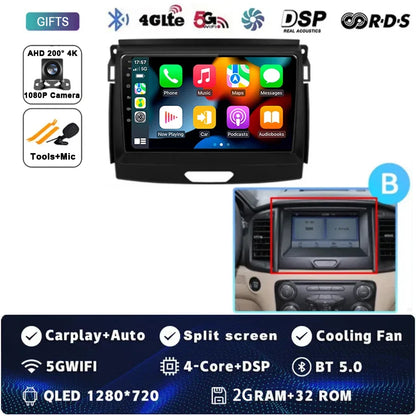 Android 15 Car Radio Stereo QLED Screen For Ford Ranger 2015 2016 2017 2018 2019-2022 GPS Multimedia Carplay Autoradio Head unit