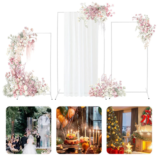 3Pcs Rectangular Balloon Arch - Metal Backdrop Stands Flower Stands Wedding Arch For Wedding Background Party Decor