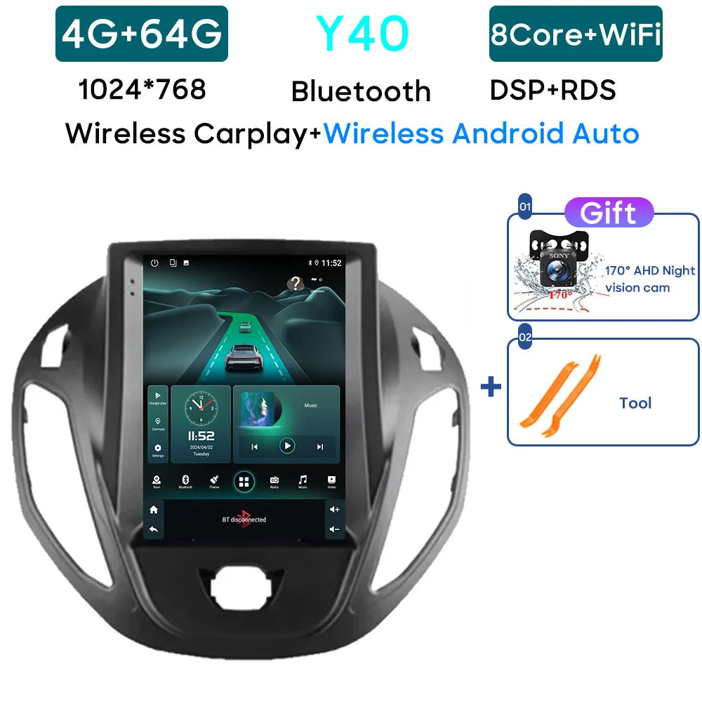 Android 14 Car Radio For Ford B-Max Transit Courier Tourneo 2012 - 2018 Carplay Navigation GPS Carplay Multimedia Player No 2din
