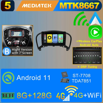 2Din Android 11 8G+128G Car Radio Stereo For Nissan Juke YF15 2010-2019 GPS Navigation Bluetooth 5.0 Tethering Carplay Autoradio