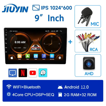 JIUYIN 2 Din Car Radio Carplay Android Auto 9inch 10inch 4G 64G Universal Multimedia Player DSP AM RDS AHD GPS WIFI Auto 8 Core