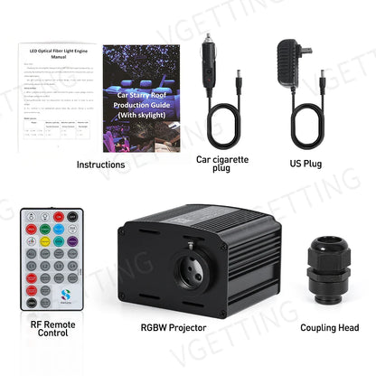 16W Twinkle LED Car Roof Star Light RGBW APP Music Remote Control Starry Sky Ceiling Fiber Optic Interior Atmosphere Decorative