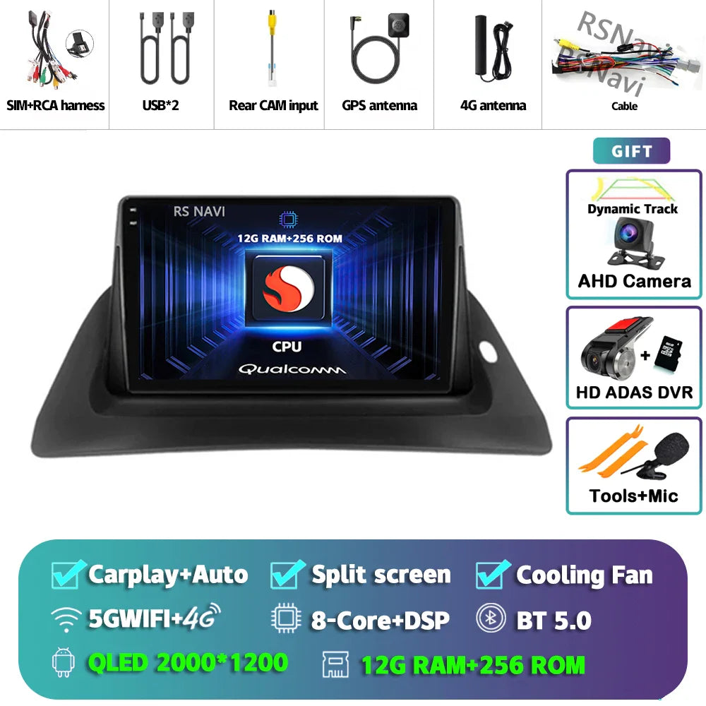 Android 14 Carplay Car Radio For Renault Kangoo 2009 2012 2015 2016 2017 2018 Multimedia Video Player Navigation Stereo 2din DSP