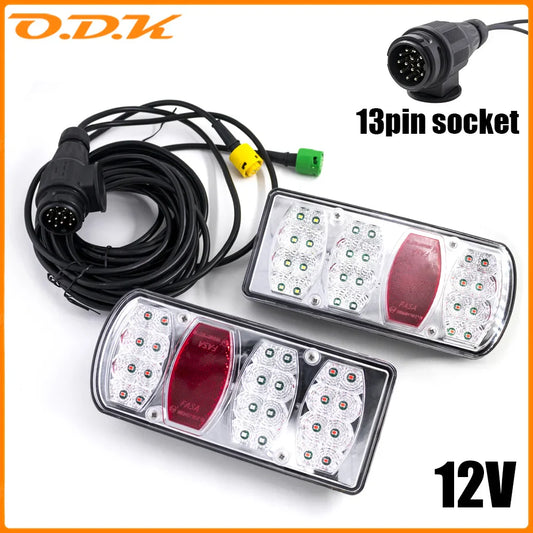 2pcs 12V 5.5 m Cable 13 Pin Plug Wiring Harness LED Tail Light Rear Stop Brake Light Signal Lamp Caravan Lorry Car Truck Trailer