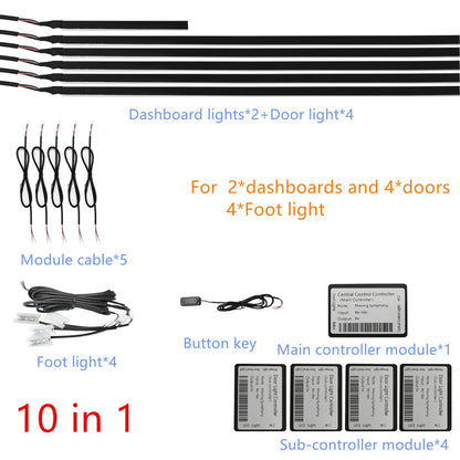 Universal Symphony Car Ambient Lights 64 RGB Car Interior Acrylic Light Guide Fiber Optic Car Decoration Atmosphere Light 18 in1