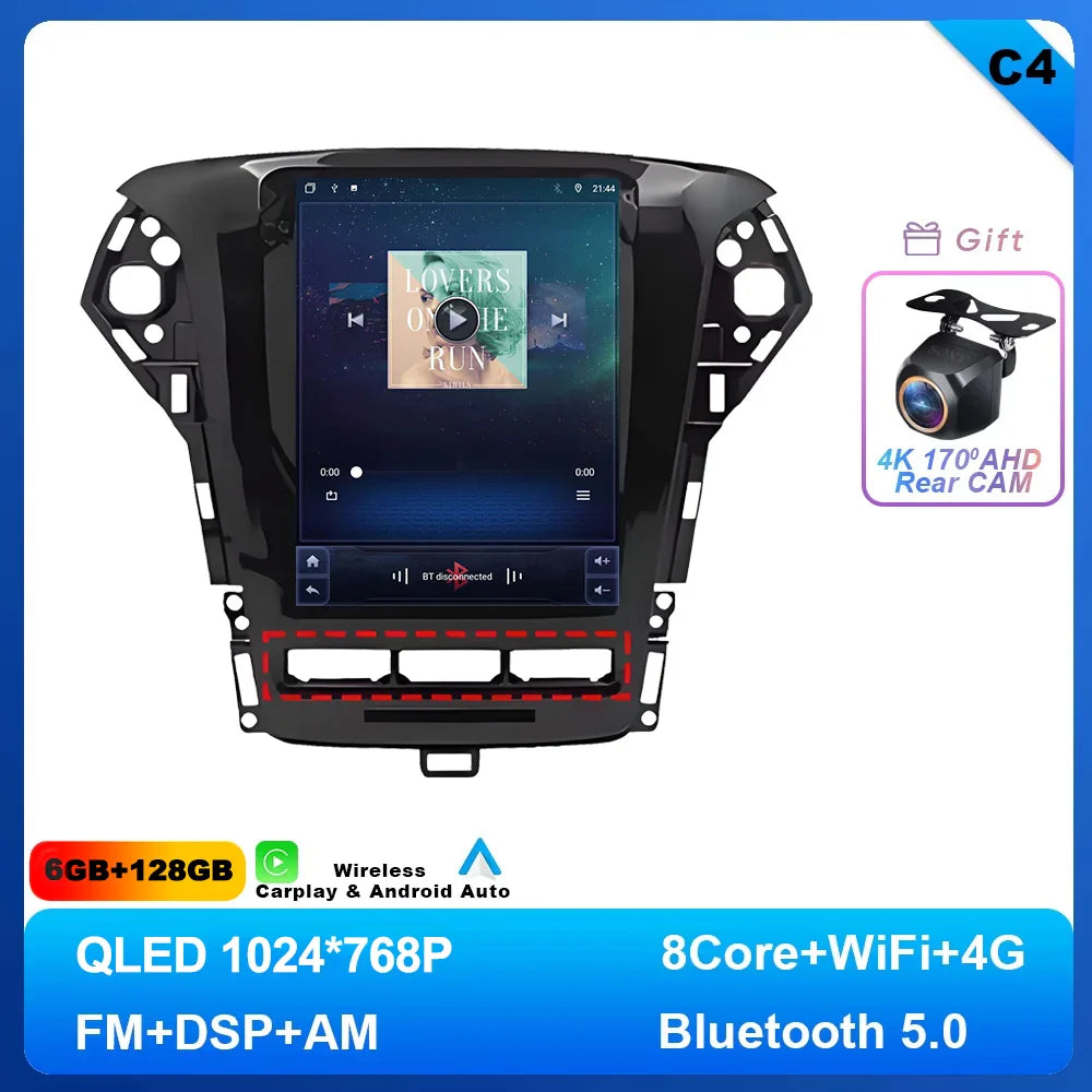 9.7 inch Android 14 Car Radio For Ford Mondeo MK4 2011 - 2013 Navigation Autoradio Multimedia Player DVD GPS Stereo WIFI 4G DVD