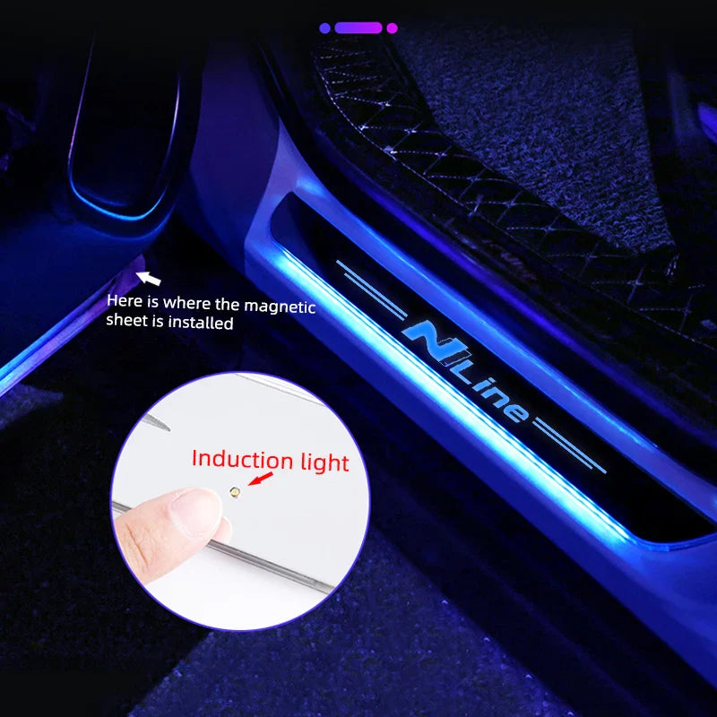 Car Door Decorate Lamps For Hyundai I30 Sonata Elantra i40 Kona Tucson N Line Auto Pedal Light Sill Pathway Welcome Scuff Light