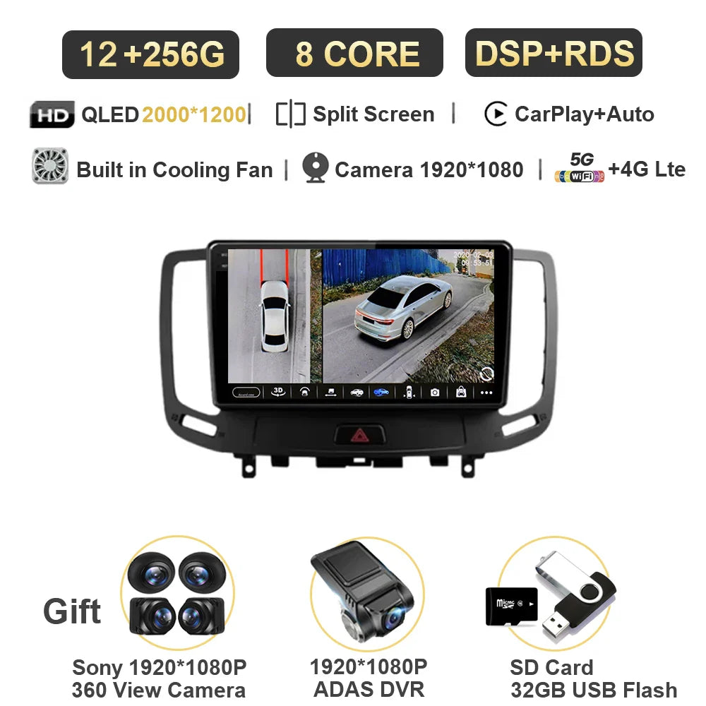 12G+256G  For Infiniti  G4 G25 G35 G37 2006 - 2013 Car Radio Multimedia Video Player Navigation GPS Android Carplay No 2 Din DVD