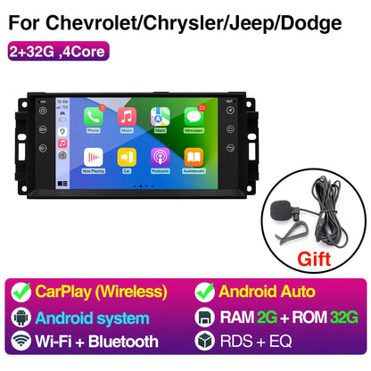 7 inch Car Radio Stereo Wireless Carplay Android Auto For Jeep Grand Cherokee Commander Wrangler Dodge Chrysler Cars GPS WIFI