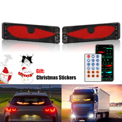 2PCS LED Car Windshield Decoration Light Dynamic Devil Eyes Scrolling Advertising DIY Animation Flexible Matrix Pixel Display