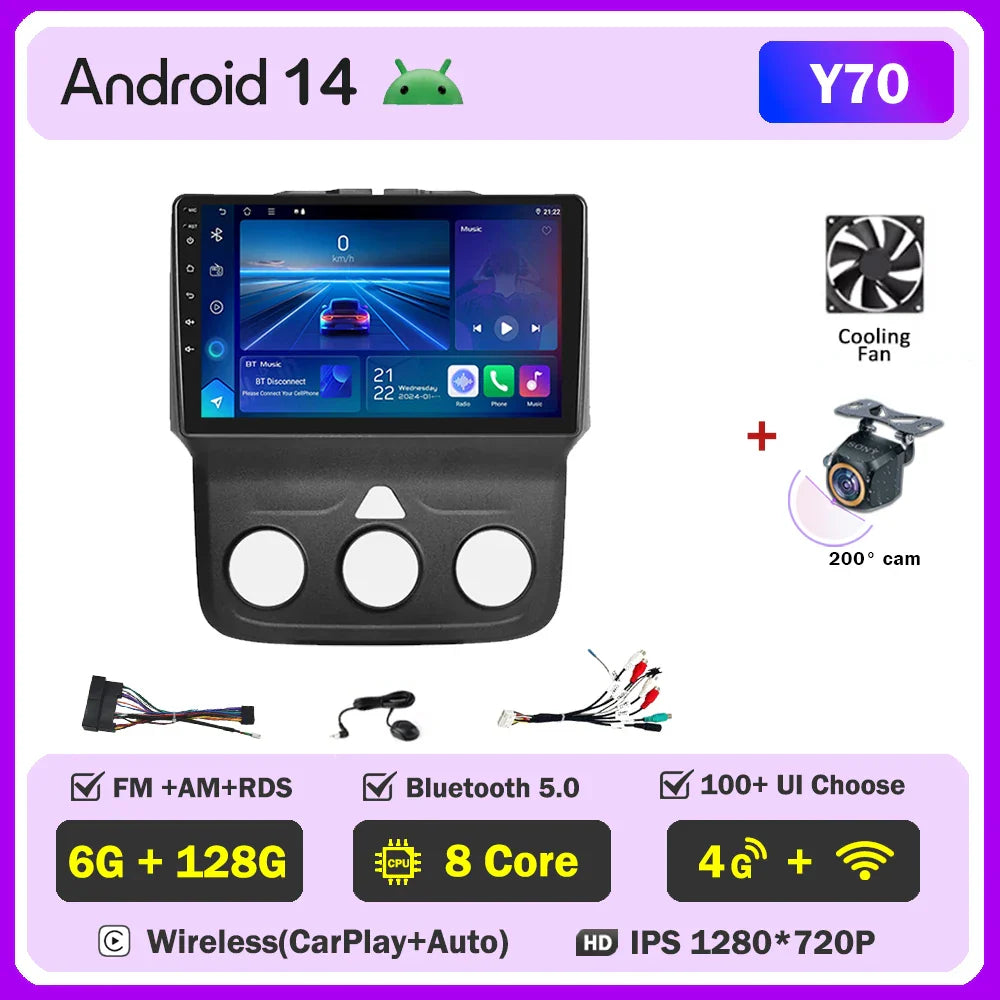 For Dodge Ram 1500 2500 3500 (2013-2019) Carplay Auto Screen Wireless Android Auto Car Intelligent Systems AutoMotive 8 Core DSP
