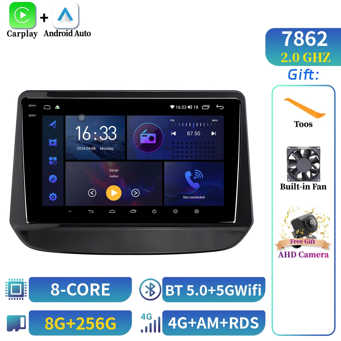 Android 14 Car Radio For Holden Chevrolet Onix Cavalier 2020 2021 Multimedia Wireless BT Carplay Navigation 7862 2K QLED Screen