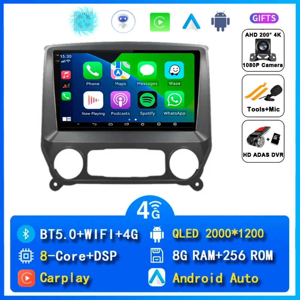 Android 14 Car Radio For Chevrolet Silverado 3 GMTK2 2014 2015 2016 2017 2018 Carplay Auto Multimedia Player Stereo DSP WIFI 4G