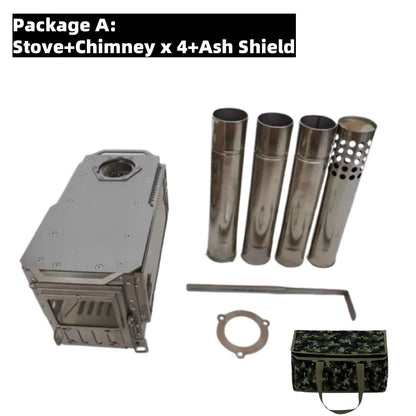 Camping Wood Stove Firewood Stainless Steel With Side Panels Outdoor Camping Picnic Tent Heating Stove Camping Equipment