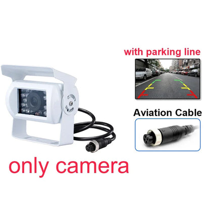 GreenYi White Truck Backup Camera Heavy Duty 18 LED IR Night Vision Waterproof Vehicle Rear View Camera For Trailer/Pickups/RV