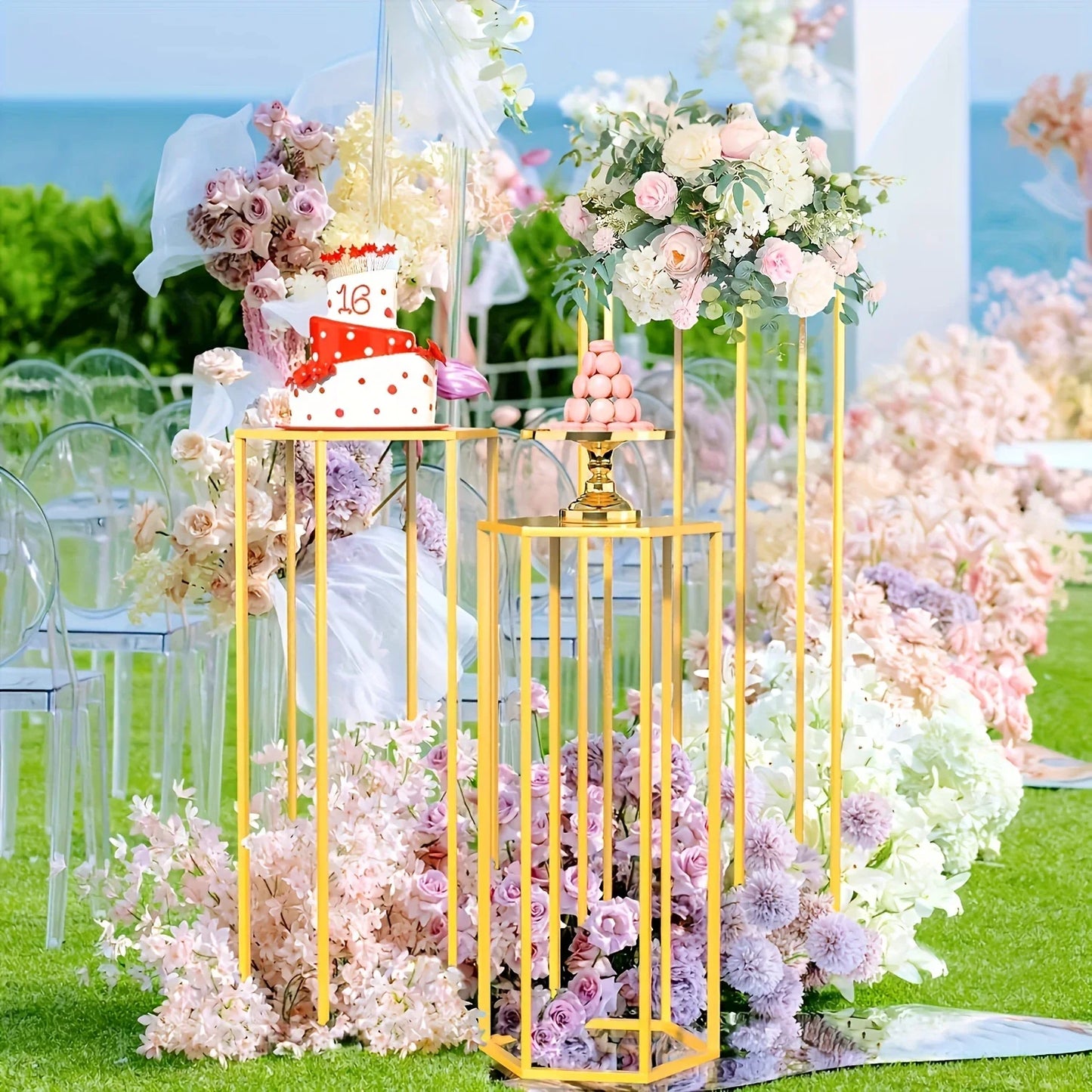Large 6-sided 3-piece Storage Rack, Vase Decoration Bottle, Home Decoration, Party Decoration, Placing Cakes, Bouquets