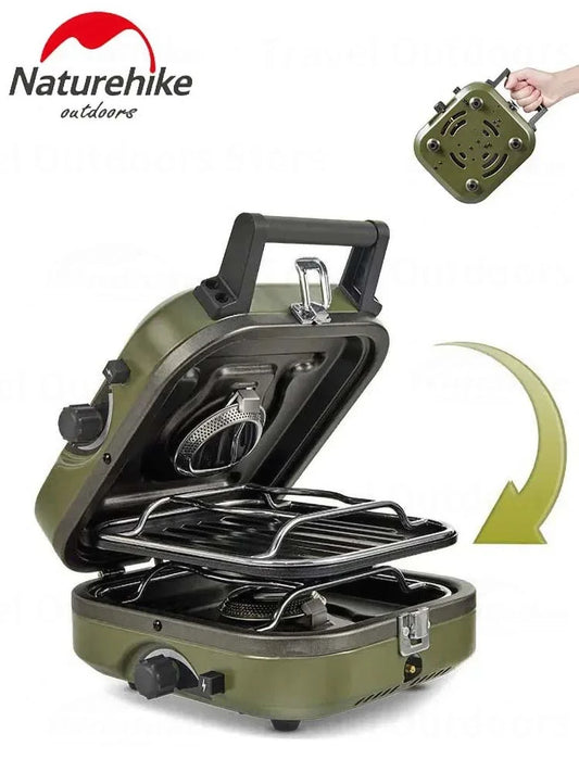 Naturehike Double Fire Folding Gas Furnace Outdoor Portable Gas Stove Camping Equipment Double Burner Electronic Ignition Cooker