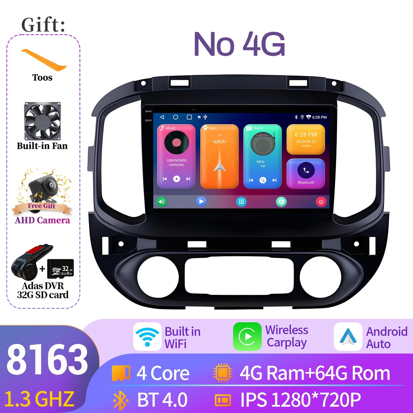 For Chevrolet Colorado-GMC Canyon 2015-2017 Car Radio Wireless BT Carplay Navigation Android 14 7862S 8G 256G 2K QLED Screen