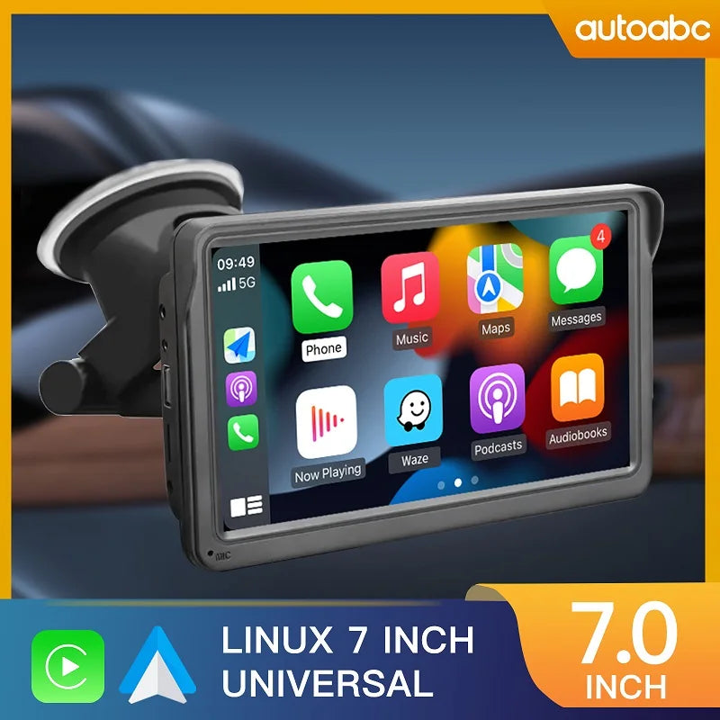 Car Radio Wireless CarPlay Android Auto Multimedia Video Player 7inch Portable Touch Screen With USB AUX For Rear View Camera