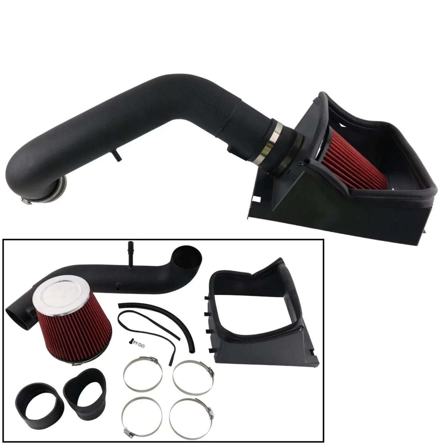 3.5" Air System Heat Shield Cold Air Intake Induction Kit+Filter For 11-14 F150 5.0L V8 Auto Engine Parts & Accessories